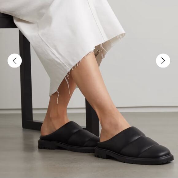 STAUD Astro Quilted Vegan Leather Mules Slides Black size 40 - Picture 1 of 10